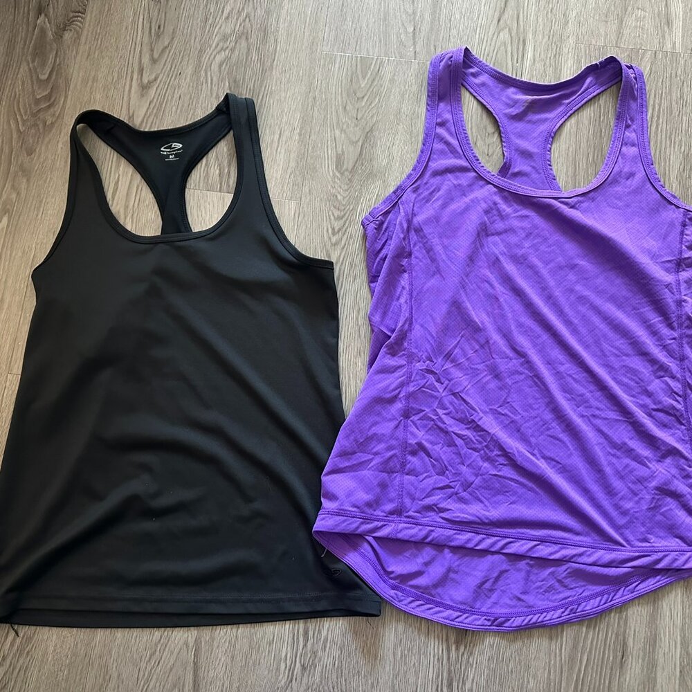 Set of 2 Workout Active Tank Tops - Purple & Black Small / Medium C9 by Champion
